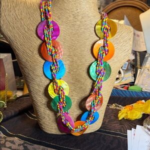 Colorful Disc Bead Statement Necklace